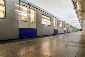 Metro train on platform