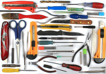 Old hand tools in a workshop