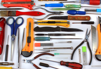 Old hand tools in a workshop