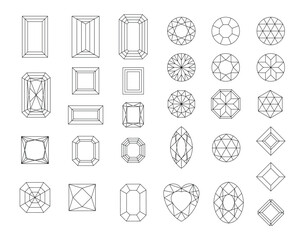 Vector set of diamond design elements - cutting samples.