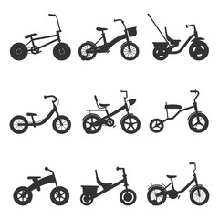 Childrens bicycles silhouettes