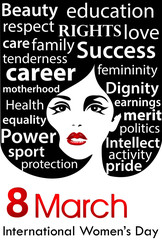 Women's Day poster. 8 March international women's day.