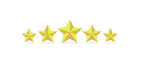 5 stars with a shadow in orange and yellow color