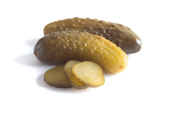 Pickled cucumber isolated on white background