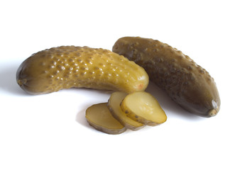 Pickled cucumber isolated on white background