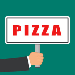 pizza word sign flat concept