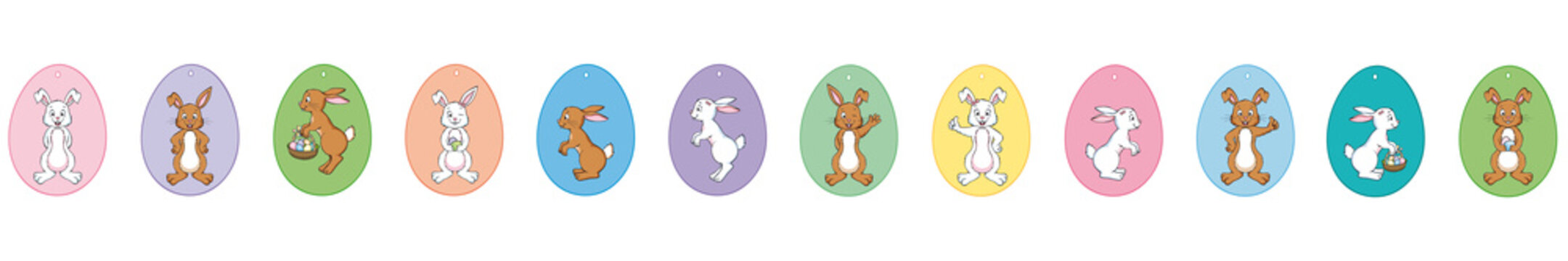 Collection of easter eggs with easter bunny pictures Banner