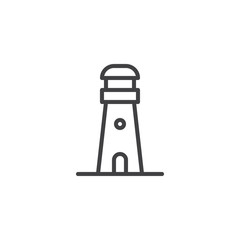 Lighthouse tower outline icon. linear style sign for mobile concept and web design. Beacon light simple line vector icon. Symbol, logo illustration. Pixel perfect vector graphics