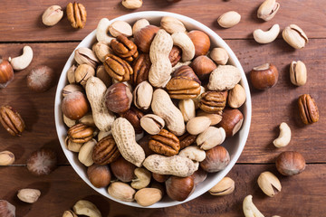 Mix of nuts in plate