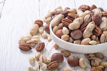 Mix of nuts in plate