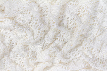 Beautiful background delicate vintage knitted homemade white lace of crochet napkins in retro style