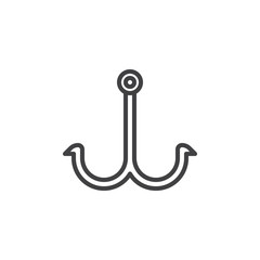 Fishing double bait outline icon. linear style sign for mobile concept and web design. Fishing hook simple line vector icon. Symbol, logo illustration. Pixel perfect vector graphics
