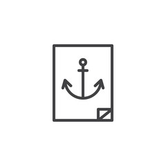 Navy Anchor Sticker outline icon. linear style sign for mobile concept and web design. Marine simple line vector icon. Symbol, logo illustration. Pixel perfect vector graphics