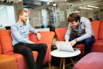 Business colleagues resting during break