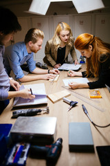 Fototapeta premium Group of creative designers brainstorming