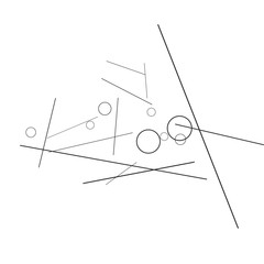 Geometric Memphis Background. Black and White Simple Pattern for Postcard, Print, Banner or Poster. Modern Abstract Background with Rings and Lines. Vector Texture in Trendy Minimalistic Style
