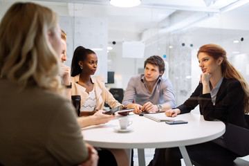 Business people board meeting in modern office