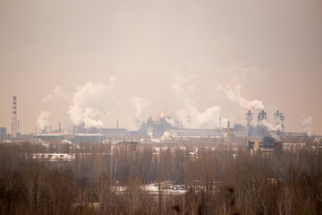 Smoke from the pipes in the factory