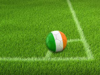 Fototapeta na wymiar Soccer football with Irish flag