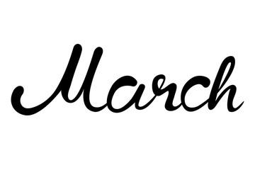 March - hand lettering on a white background.
