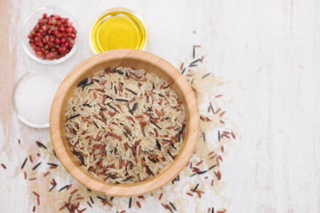mix of wild and white rice on dish