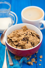 cereals with chocolate cereals in red bowl