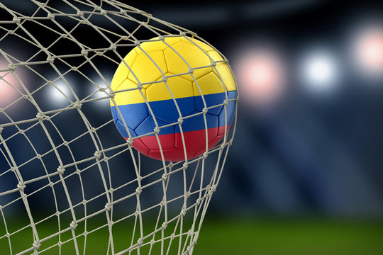 Colombian soccerball in net