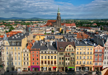 Obraz premium Top view of old town in Swidnica - Schweidnitz, Lower Silesia, Poland