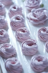 Fresh delicious dessert berry marshmallows on the table  