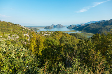 View on Rijeka Crnojevica river in Lake Skadar National Park, Montenegro