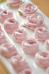 Fresh delicious dessert berry marshmallows on the table  