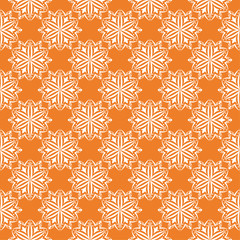 White floral seamless pattern on orange background