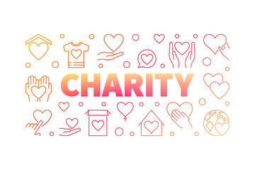 Charity vector red creative horizontal line banner