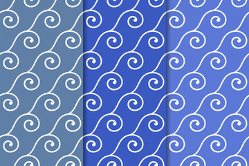 Blue geometric seamless patterns