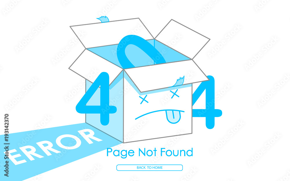 Poster 404 box line blue error page not found vector background