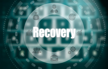 Selecting a Research business concept on a futuristic portable computer screen.electing a Recovery business concept on a futuristic portable computer screen.