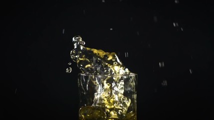 Falling ice cube and fruit juice - Powered by Adobe