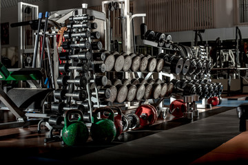 Obraz na płótnie Canvas gym interior with sports equipment