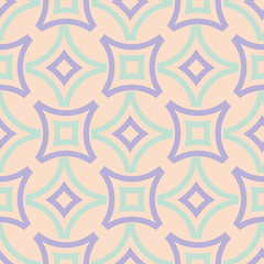 Seamless geometric beige background with blue and violet pattern