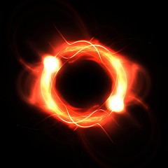 Circle fire light red on background black.