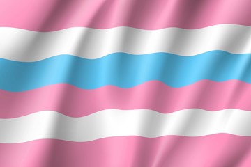 Fototapeta premium Bigender pride realistic waving flag. Symbol of bigender sexual orientation. Vector illustration of a colorful element