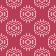 Floral seamless pattern on red background