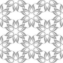 Gray floral seamless design on white background