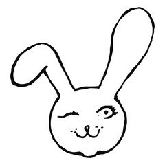 Rabbit blinking Black an White