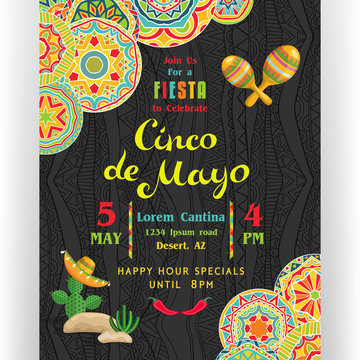 Cinco De Mayo poster template customized for invitation for fiesta party.