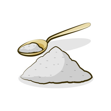 Corn starch, flour emblem for decoration of food, natural juices, ingredients.