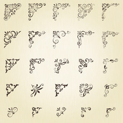 Vector set of ornate calligraphic vintage corners. - obrazy, fototapety, plakaty