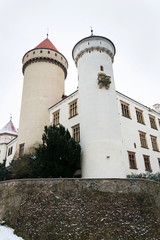 Obraz premium Konopiste castle exterior outside the city Benesov on winter day, Bohemia, Czech Republic