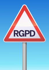 Panneau de danger RGPD (poteau)