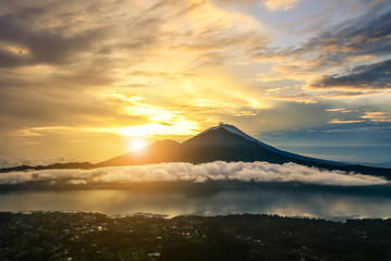 Beautiful view on Agung volcano - obrazy, fototapety, plakaty